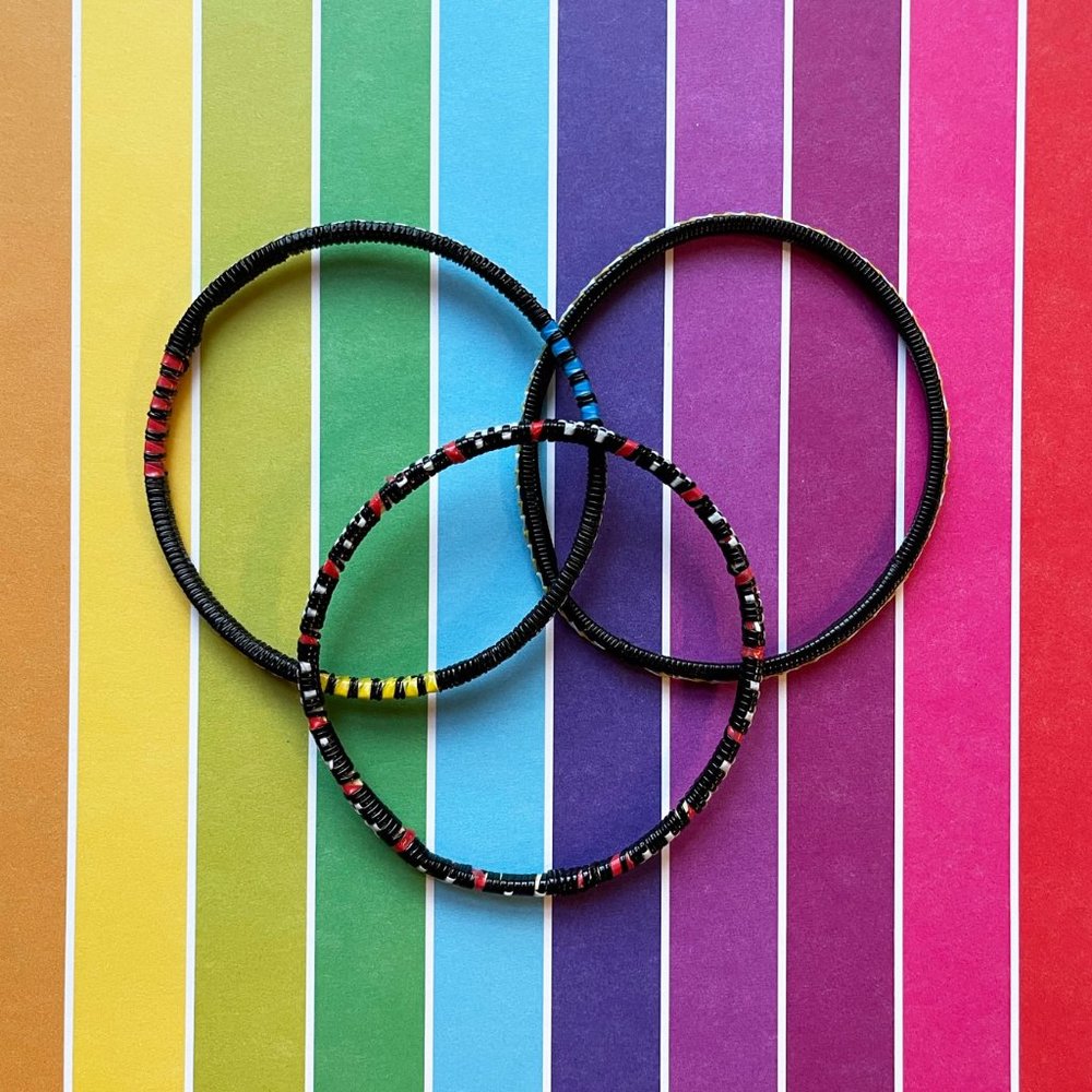 Set of 3 Handmade Recycled Telephone Wire Bracelet